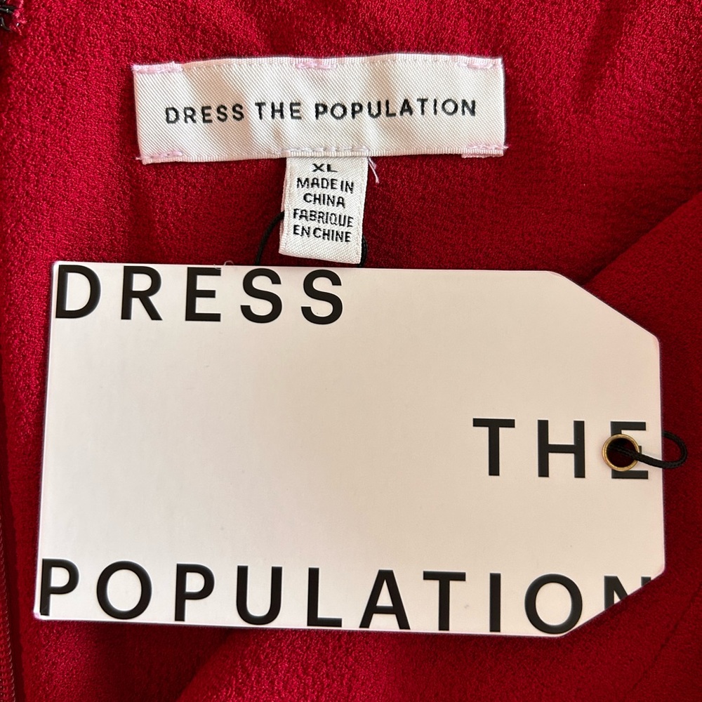 NWT Dress the Population 'Iris' Garnet Red Side Slit Crepe Gown, X-Large - Picture 5 of 6